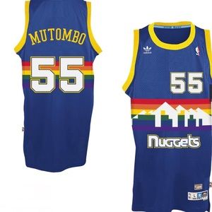 *NWT* Denver Nuggets Dikembe Mutombo Hardwood Classics Swingman Jersey